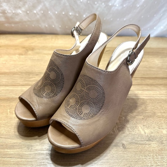 Coach Shoes - Coach Jade Leather Wedge Open Toe Slingback Sandal